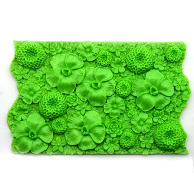 Bordo Floreale con molti Fiori di 18 cm. Stampo in silicone di grande effetto