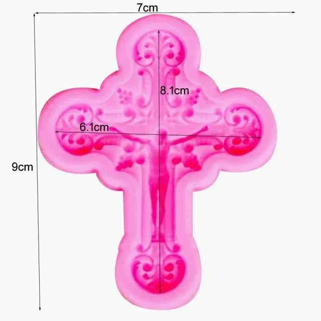 Croce Barocca decorata. Stampo in silicone con 4 forme. Cross Silicone Molds For Baking Fondant Mold