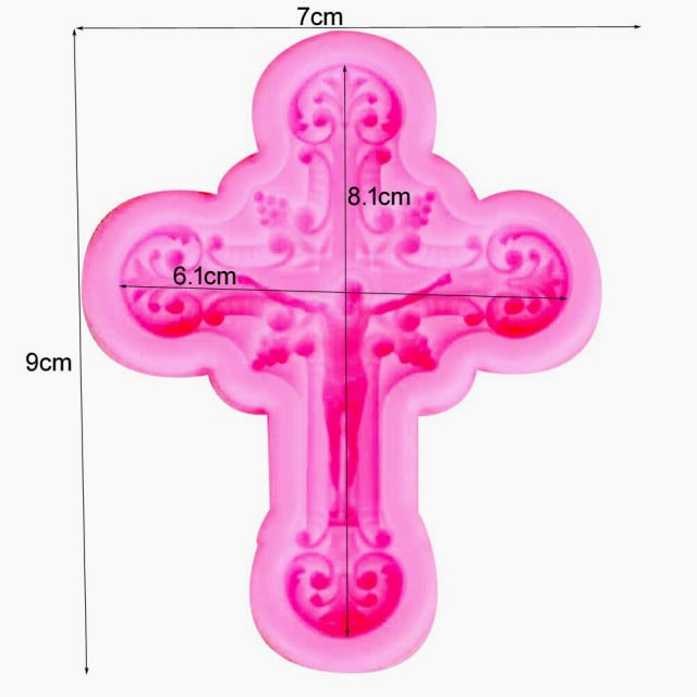 Croce decorata con Gesù. Stampo in silicone