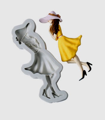 Ragazza con la gonna. Grande Stampo in silicone di 16 cm