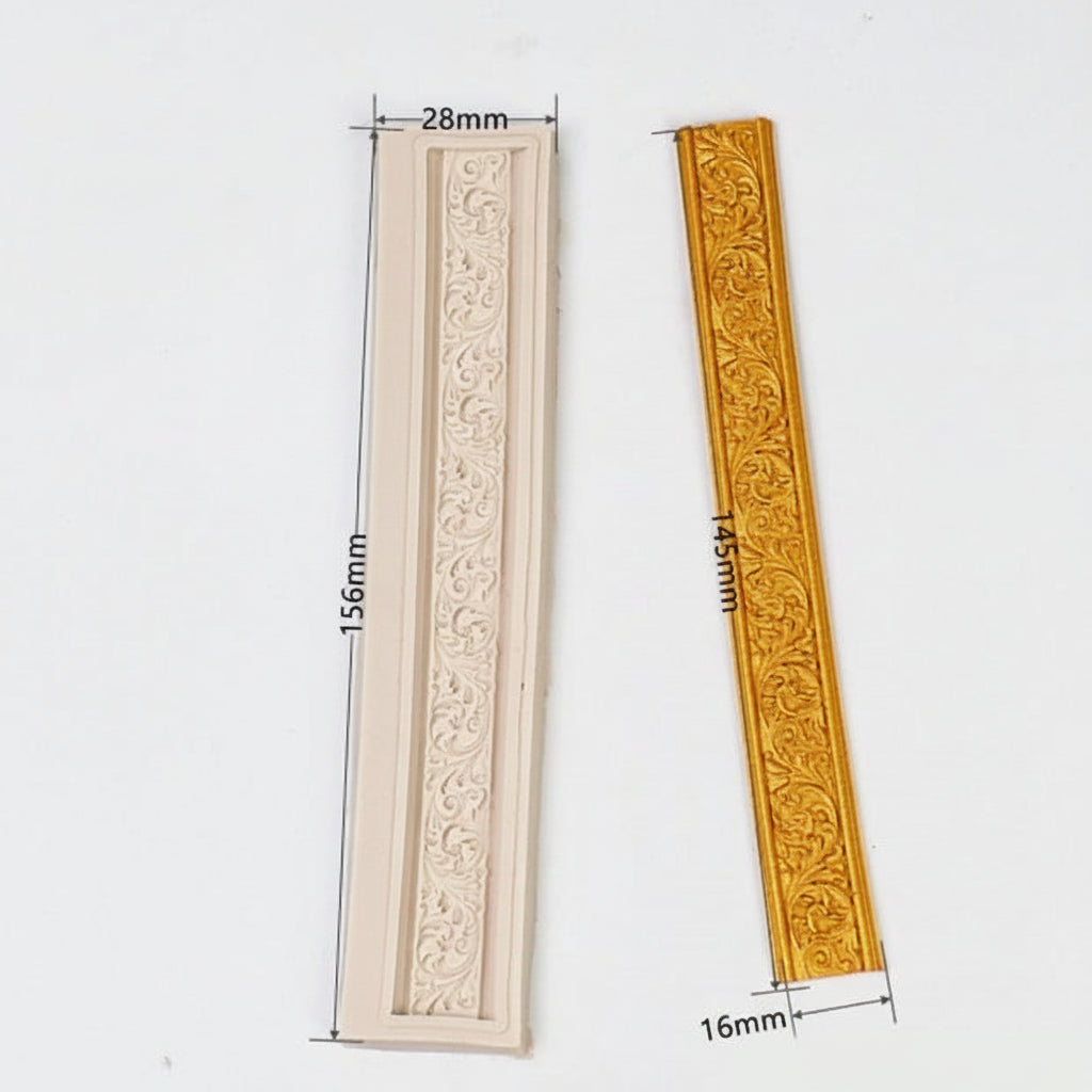 Bordo Cornice lungo decorato Barocca Vintage motivo Floreale. Silicone Mold Flower Frame Lace. Stampo in silicone