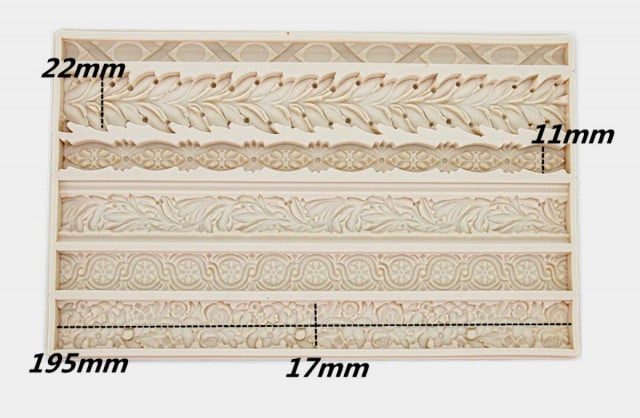 Stupendo Bordo in 6 decorazioni Barocco Vintage. Grande stampo in silicone