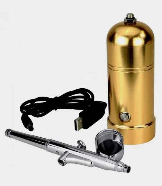 Oro. Aerografo con ricarica USB. Il primo Portatile con Compressore e Batteria integrata!!