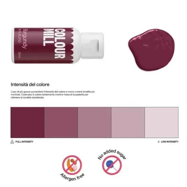 Bordeaux. Colour Mill Burgundy. Colorante alimentare a base olio di 20 ml