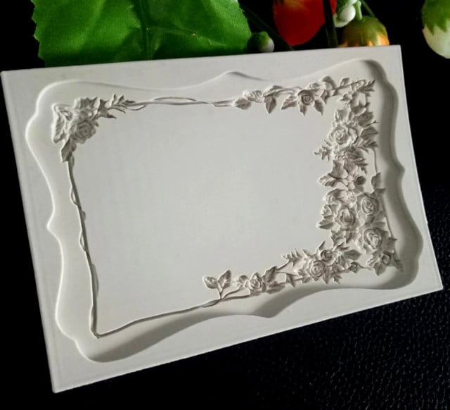 Grande Cornice a Specchio di 16 cm con Bordo Rose. Barocco Vintage. Rose Frame. Stampo in silicone
