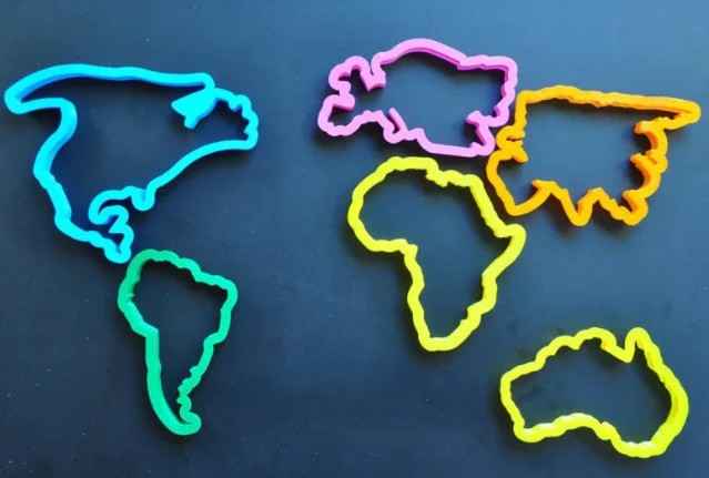 Continenti terrestri. Europa Asia Americhe Africa Australia Antartico. Fantastico Set di 7 stampi