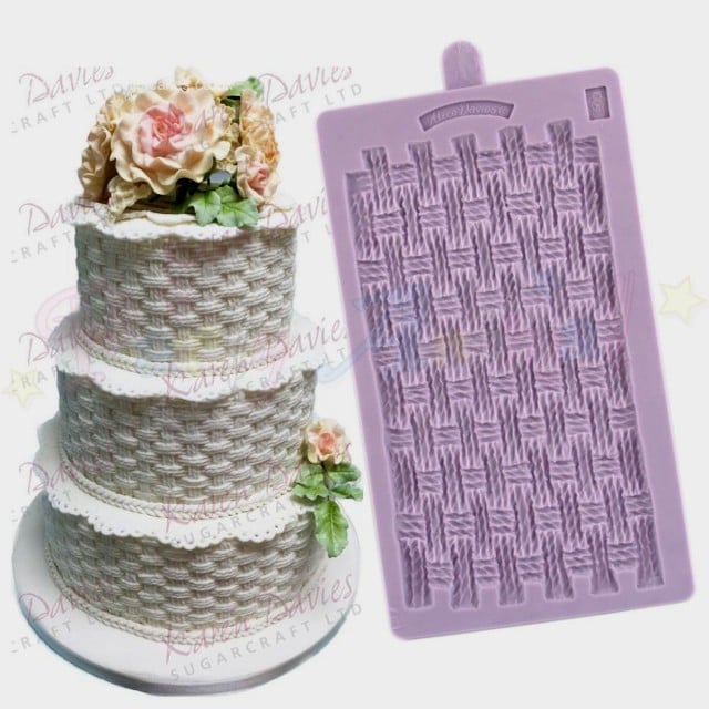 Intreccio Cestino. Fantastico grande Stampo in silicone. Rustic Basket. Originale Karen Davies.