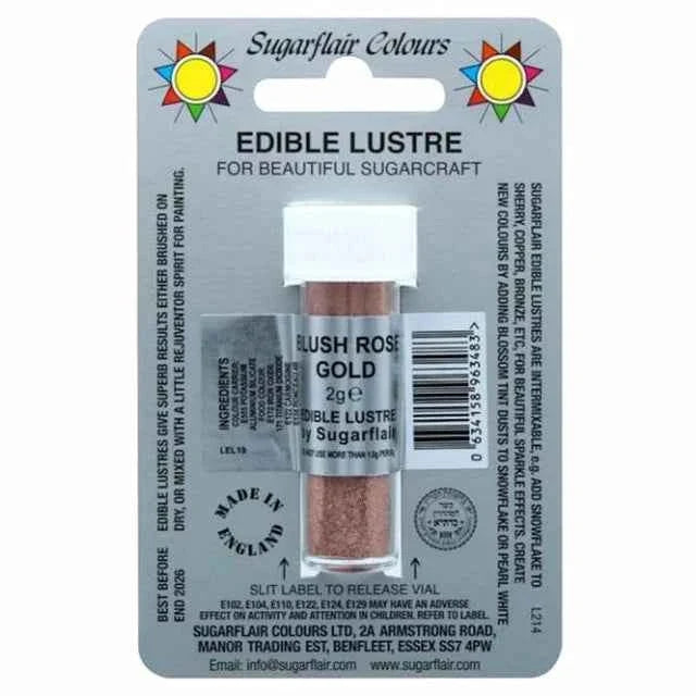 Oro Rosa Acceso Perlescente. Colorante concentrato in polvere. Lustre Rose Gold. Sugarflair