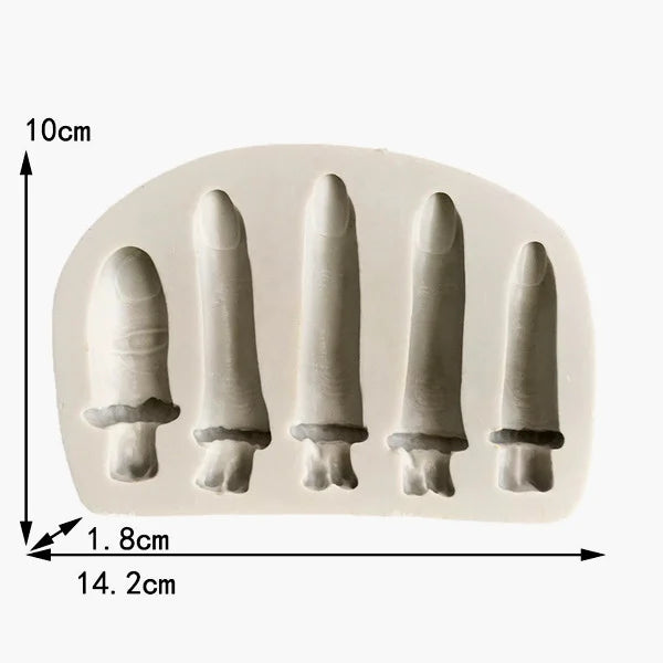 Dita Mozzate. 14.2 x 10 cm. Grande stampo Halloween in silicone. Finger Shape Silicone Mold