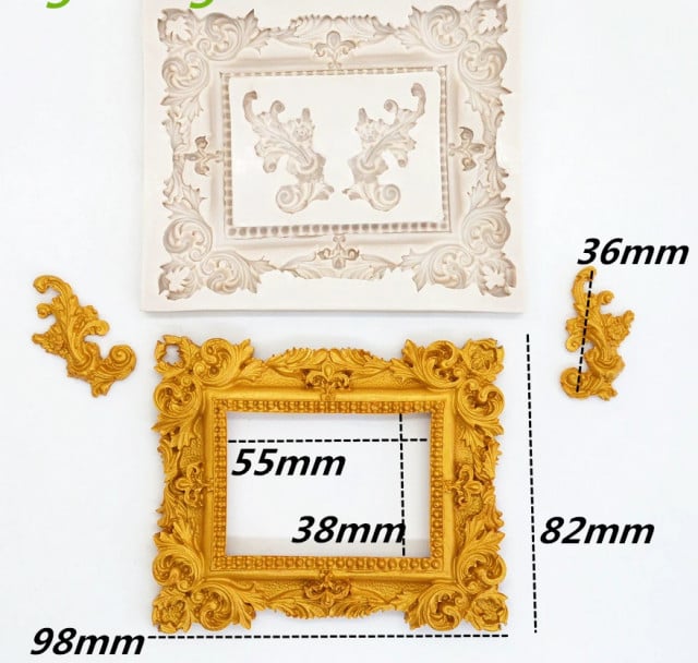 Cornice decorata con Fiori Barocca Vintage. Silicone Mold Flower Frame Lace. Stampo in silicone