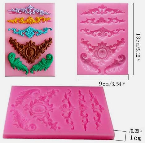 Barocco. 6 Fantastiche decorazioni Vintage. Stampo in silicone
