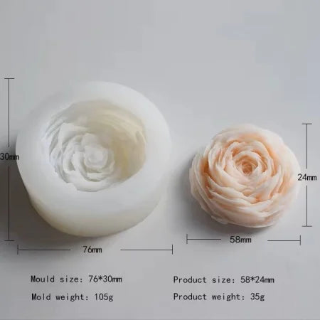 Peonia di 6 cm. Stampo in silicone anche per Candele