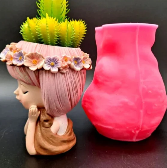 Viso Bambina Vaso di 8.9 cm. Stampo in silicone anche per Candele - WORLD PRODUCTS SHOP