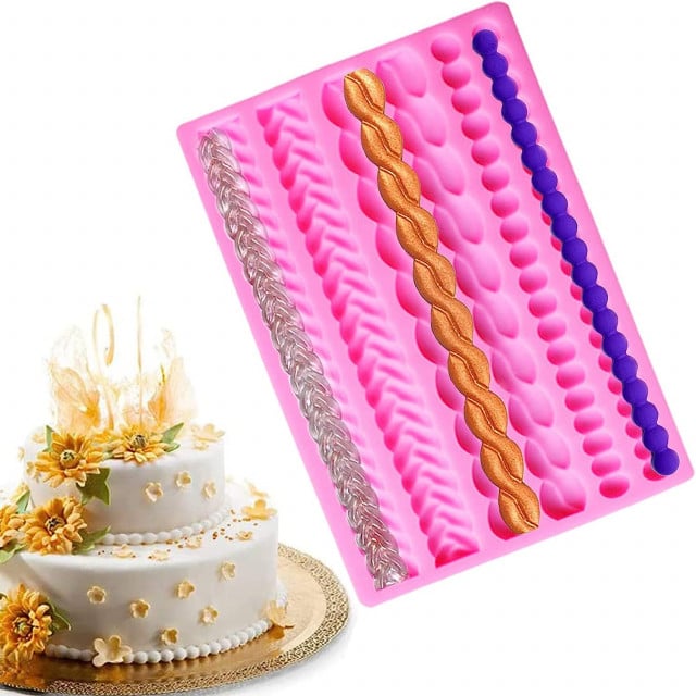 Stampo Bordo Perle e Ricami di 6 file. Stampo in silicone
