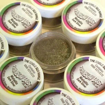 Argento Scuro. Colorante Metallizzato e Setoso in Polvere. Rainbow Dust