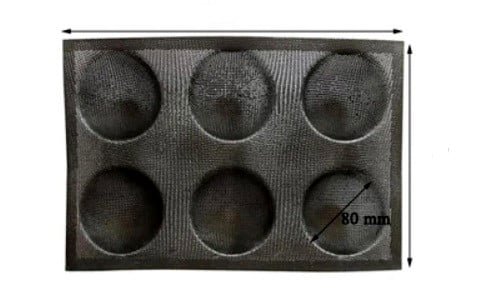 Stampo Microforato 6 Hamburgher in silicone e fibra di vetro