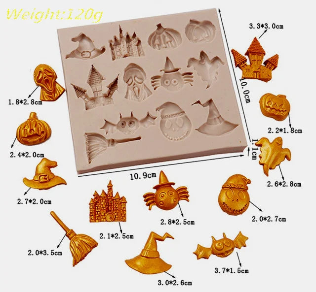 12 simboli Halloween. Grande Stampo in silicone