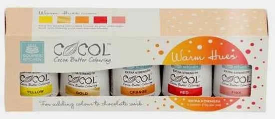 5 Coloranti per Cioccolato al Burro di Cacao. Giallo, Arancione, Rosso, Rosa e Oro. Cocol. Squires Kitchen