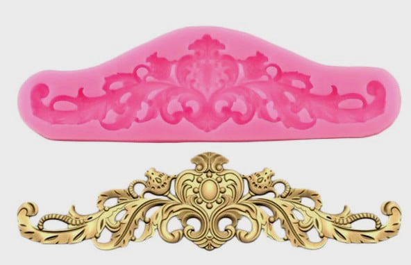 Decorazione Barocco di 14 cm. Baroque Relief Silicone Mold. Stampo Vintage in silicone