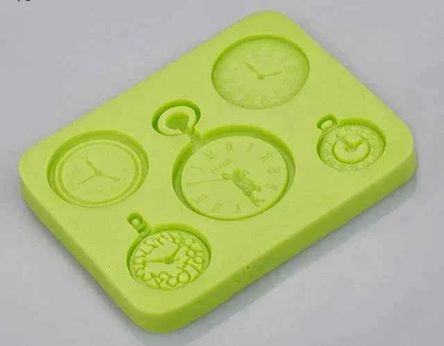 Orologio Antico da Taschino. Stampo in silicone di 5 Orologi. Clock Watches Fondant Cake Molds