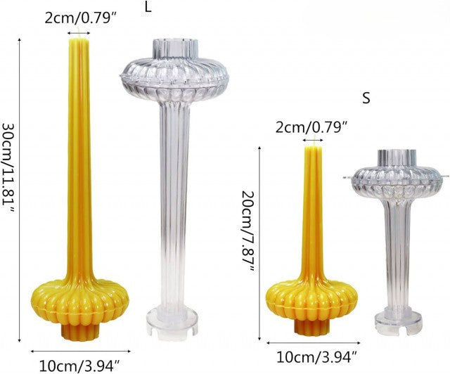 Set di 2 Vasi a Lampada lunghe 20 e 30 cm. Stampo in plastica anche per Candele - WORLD PRODUCTS SHOP