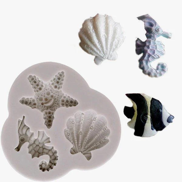 Cavalluccio Marino Conchiglia e Stella Marina. Stampo in silicone. Mare