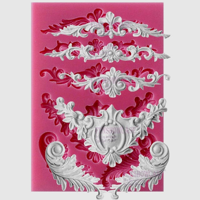 Barocco. 6 Fantastiche decorazioni Vintage. Stampo in silicone