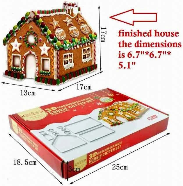 Casetta Natale Gingerbread 3/D. Set di 18 Stampi