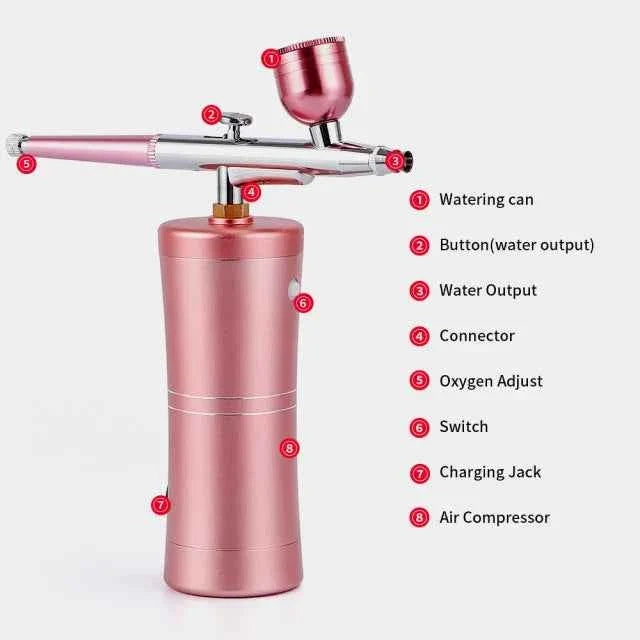 Rosa. Aerografo con ricarica USB. Il primo Portatile con Compressore e Batteria integrata!!