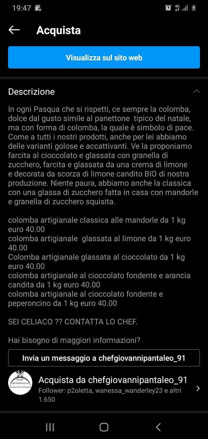 promozione pasqua 2k21. ogni 2 colombe un uovo di pasqua 240 gr. in  omaggio