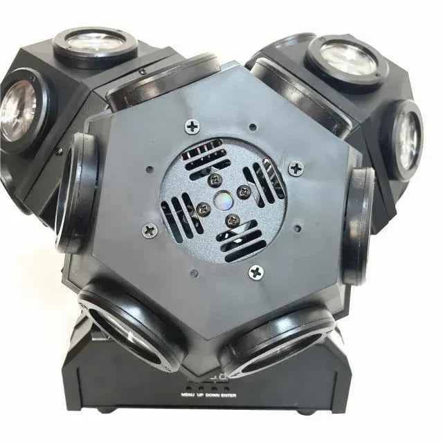 Faro Professional LED Stroboscopico con Laser, anche posizionabile su tavolo. Doppia testa mobile rotante con effetto DISCO a 3 Teste 4 in 1 RGB-W RGB. In zona Roma anche a noleggio