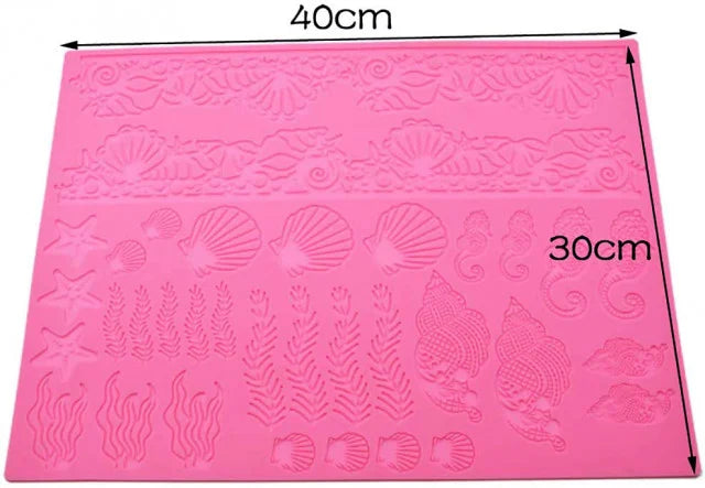 Grande Stampo Mare 40 x 30. Conchiglia Cavalluccio Stella Marina Alga