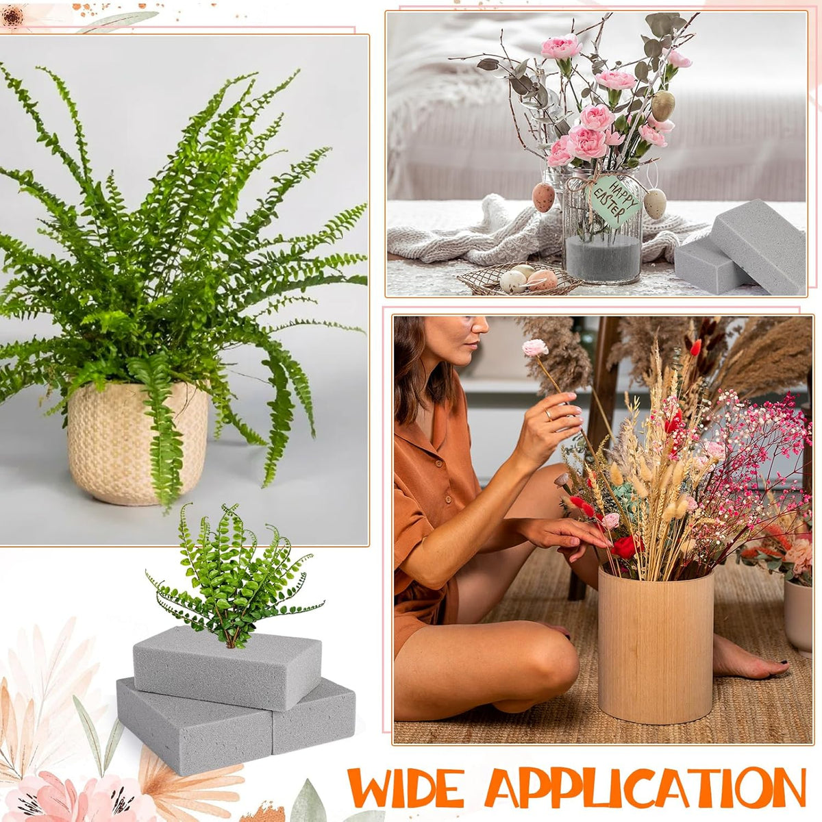5 Pezzi Spugna per Fiori, Spugna per Fiori Finti Rettangolare, Spugne per Fiore Freschi e Artificiali, Spugne Grigio per Fiore per Artigianato/Celebrazioni/Matrimonio