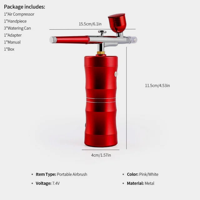 Rosso. Aerografo. Il primo Portatile con Compressore e Batteria integrata!!