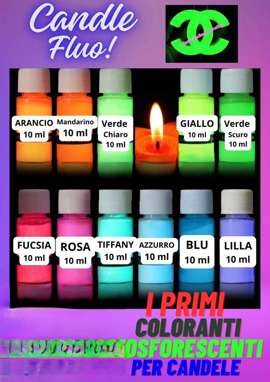 Candle Fluo. I primi coloranti Fosforescenti per Candele. WORLD PRODUCTS SHOP.